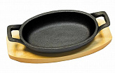 Сковорода овальная чугунная на деревянной подставке, 17*12 см, P.L. Proff Cuisine